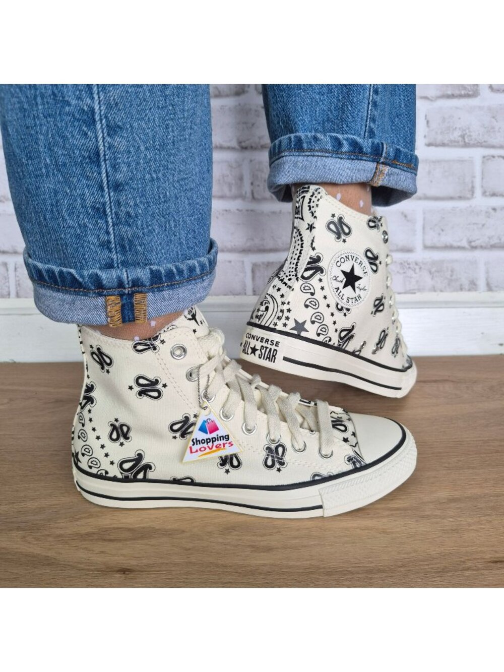 ⭐Converse Chuck Taylor High Paisley Sz 8.5 Women's shoes Sneaker Black A15810F